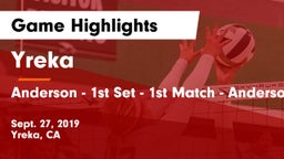 Yreka  vs Anderson - 1st Set - 1st Match - Anderson Tourney Game Highlights - Sept. 27, 2019