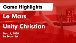 Le Mars  vs Unity Christian  Game Highlights - Dec. 1, 2020