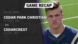Recap: Cedar Park Christian  vs. Cedarcrest  2016