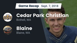 Recap: Cedar Park Christian  vs. Blaine  2018