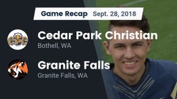 Recap: Cedar Park Christian  vs. Granite Falls  2018