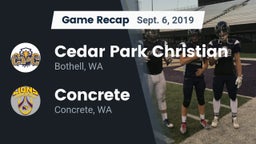 Recap: Cedar Park Christian  vs. Concrete  2019