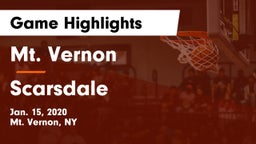 Mt. Vernon  vs Scarsdale  Game Highlights - Jan. 15, 2020