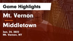 Mt. Vernon  vs Middletown  Game Highlights - Jan. 24, 2022