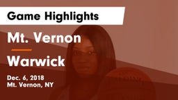 Mt. Vernon  vs Warwick  Game Highlights - Dec. 6, 2018