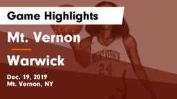 Mt. Vernon  vs Warwick  Game Highlights - Dec. 19, 2019