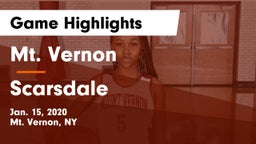 Mt. Vernon  vs Scarsdale  Game Highlights - Jan. 15, 2020