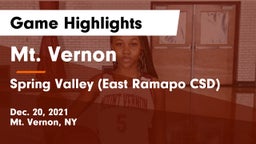 Mt. Vernon  vs Spring Valley  (East Ramapo CSD) Game Highlights - Dec. 20, 2021