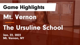 Mt. Vernon  vs The Ursuline School Game Highlights - Jan. 22, 2022