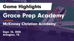Grace Prep Academy vs McKinney Christian Academy Game Highlights - Sept. 26, 2020