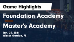 Foundation Academy  vs Master's Academy  Game Highlights - Jan. 26, 2021