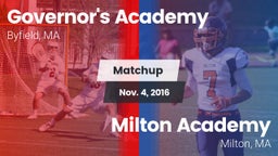 Matchup: Governor's Academy vs. Milton Academy  2016