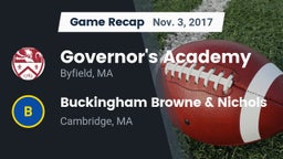 Recap: Governor's Academy  vs. Buckingham Browne & Nichols  2017