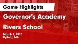 Governor's Academy  vs Rivers School Game Highlights - March 1, 2017