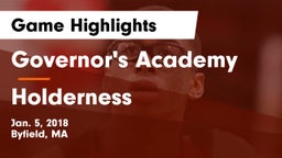 Governor's Academy  vs Holderness  Game Highlights - Jan. 5, 2018