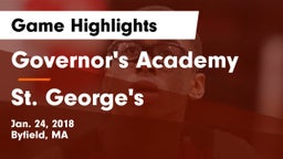 Governor's Academy  vs St. George's  Game Highlights - Jan. 24, 2018
