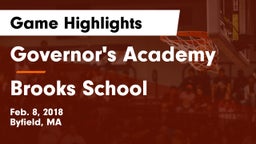 Governor's Academy  vs Brooks School Game Highlights - Feb. 8, 2018
