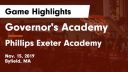 Governor's Academy  vs Phillips Exeter Academy  Game Highlights - Nov. 15, 2019