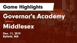 Governor's Academy  vs Middlesex  Game Highlights - Dec. 11, 2019