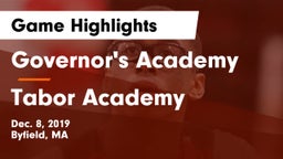 Governor's Academy  vs Tabor Academy  Game Highlights - Dec. 8, 2019