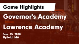 Governor's Academy  vs Lawrence Academy  Game Highlights - Jan. 15, 2020