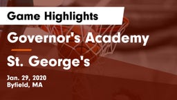 Governor's Academy  vs St. George's  Game Highlights - Jan. 29, 2020