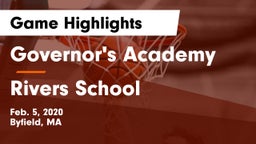 Governor's Academy  vs Rivers School Game Highlights - Feb. 5, 2020