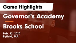 Governor's Academy  vs Brooks School Game Highlights - Feb. 12, 2020