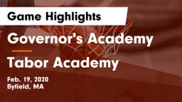 Governor's Academy  vs Tabor Academy  Game Highlights - Feb. 19, 2020