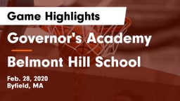 Governor's Academy  vs Belmont Hill School Game Highlights - Feb. 28, 2020