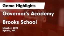 Governor's Academy  vs Brooks School Game Highlights - March 4, 2020