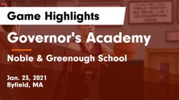 Governor's Academy  vs Noble & Greenough School Game Highlights - Jan. 23, 2021