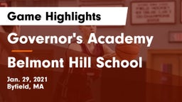 Governor's Academy  vs Belmont Hill School Game Highlights - Jan. 29, 2021