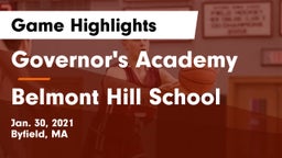 Governor's Academy  vs Belmont Hill School Game Highlights - Jan. 30, 2021