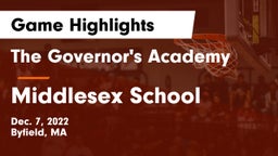 The Governor's Academy  vs Middlesex School Game Highlights - Dec. 7, 2022
