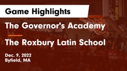 The Governor's Academy  vs The Roxbury Latin School Game Highlights - Dec. 9, 2022