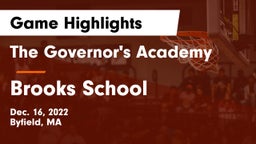 The Governor's Academy  vs Brooks School Game Highlights - Dec. 16, 2022