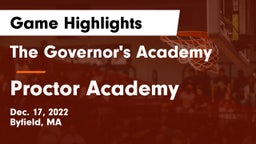 The Governor's Academy  vs Proctor Academy  Game Highlights - Dec. 17, 2022