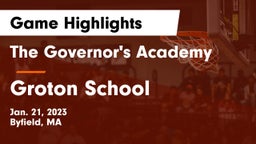 The Governor's Academy  vs Groton School  Game Highlights - Jan. 21, 2023