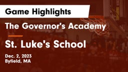 The Governor's Academy vs St. Luke's School Game Highlights - Dec. 2, 2023