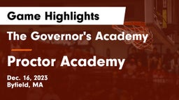 The Governor's Academy vs Proctor Academy  Game Highlights - Dec. 16, 2023