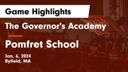 The Governor's Academy vs Pomfret School Game Highlights - Jan. 6, 2024