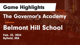 The Governor's Academy vs Belmont Hill School Game Highlights - Feb. 23, 2024