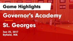 Governor's Academy  vs St. Georges Game Highlights - Jan 25, 2017