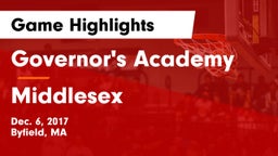 Governor's Academy  vs Middlesex  Game Highlights - Dec. 6, 2017