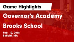 Governor's Academy  vs Brooks School Game Highlights - Feb. 12, 2018