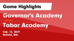 Governor's Academy  vs Tabor Academy  Game Highlights - Feb. 13, 2019