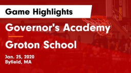 Governor's Academy  vs Groton School  Game Highlights - Jan. 25, 2020