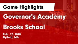 Governor's Academy  vs Brooks School Game Highlights - Feb. 12, 2020