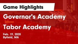 Governor's Academy  vs Tabor Academy  Game Highlights - Feb. 19, 2020